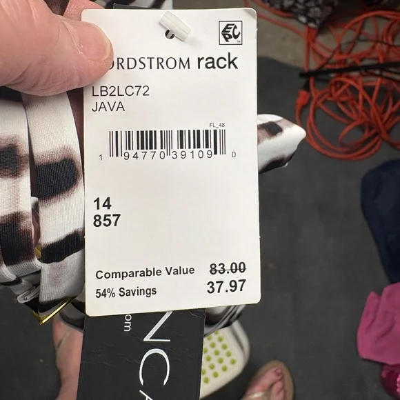 LA BLANCA | Tie Dye Longline V-Neck Brown & White Embellished Bikini Top‎ - Picture 14 of 14